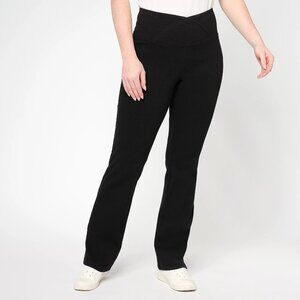 Women with Control Noir Petite Elite Prime Stretch Denim Flare Pants